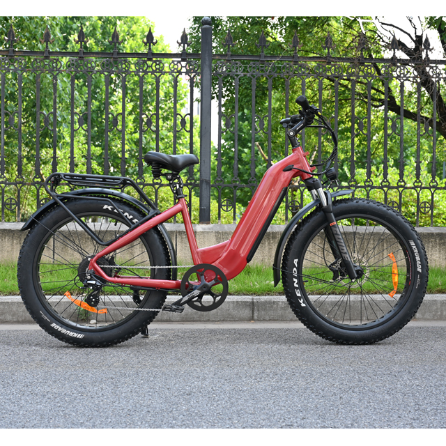 Étape à travers la conception du vélo de pneu gras électrique 26 'pouce pneu à pneu à vélo électrique à batterie unique à vendre